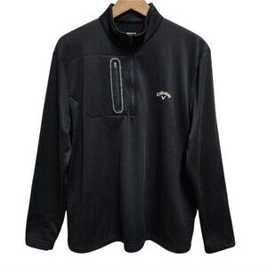 Calloway Jacket Mens L Black 1/4 Zip Pullover Long Slv Pockets Golf Fleece Lined